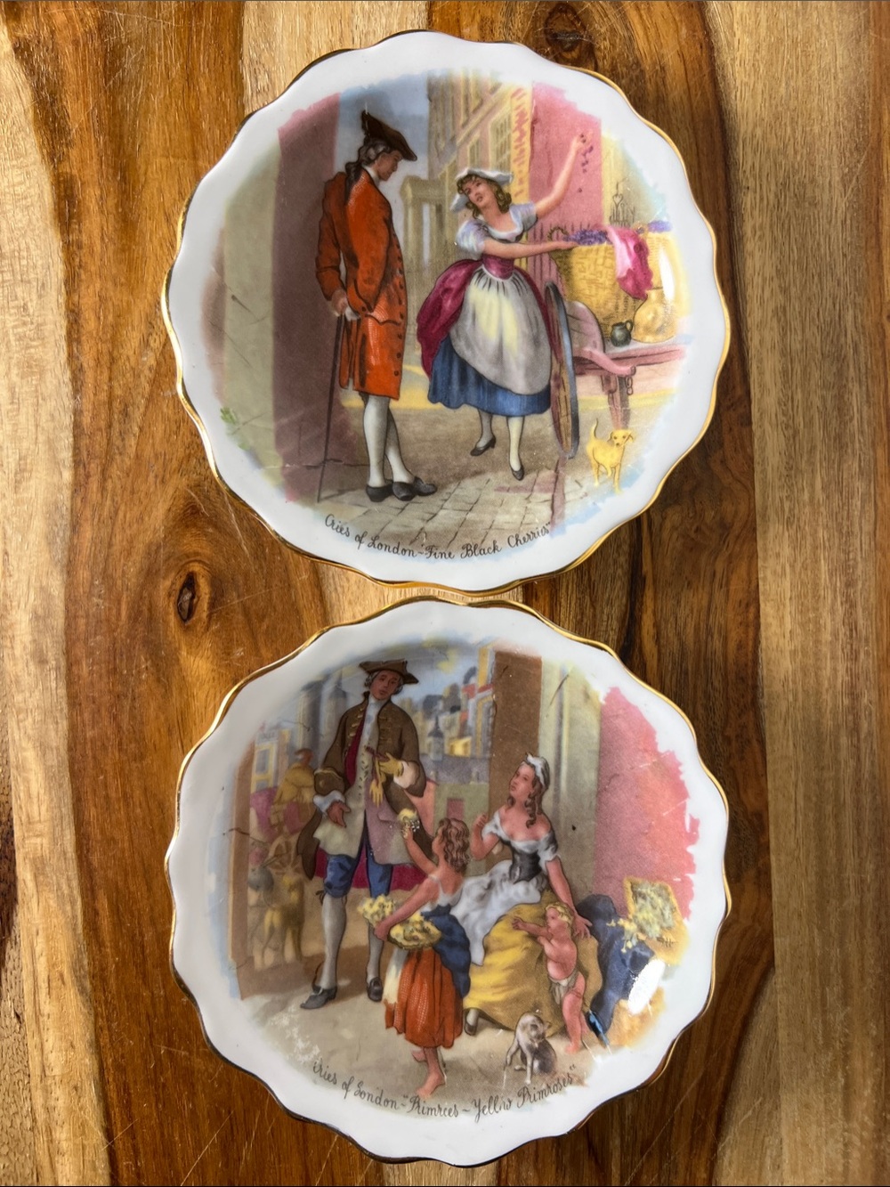 Cries Of London Series Fine Bone China Royal Standard 5” Plates Gold Trim